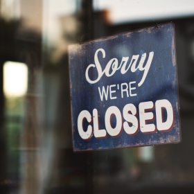 Blue and White "Sorry We're Closed" Wooden Sign
