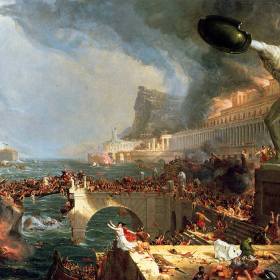 Painting: The Course of Empire: Destruction by Thomas Cole in 1836
