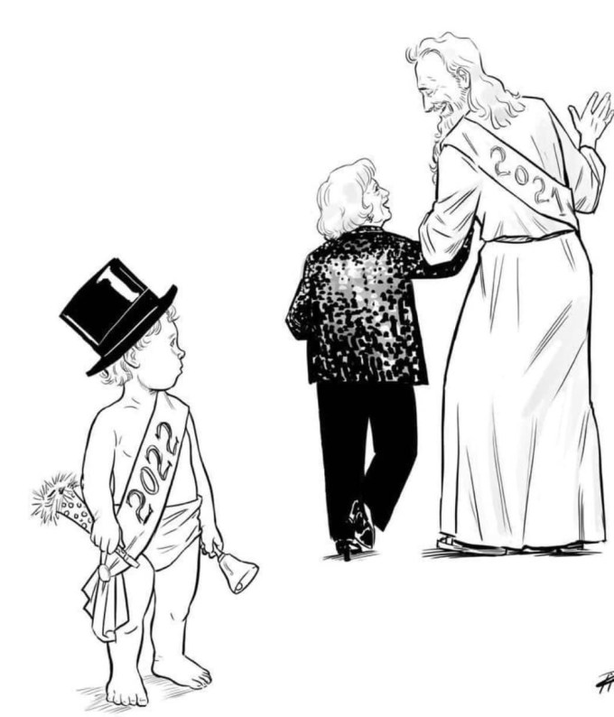 Old man 2021 leads Betty White away from baby 2022